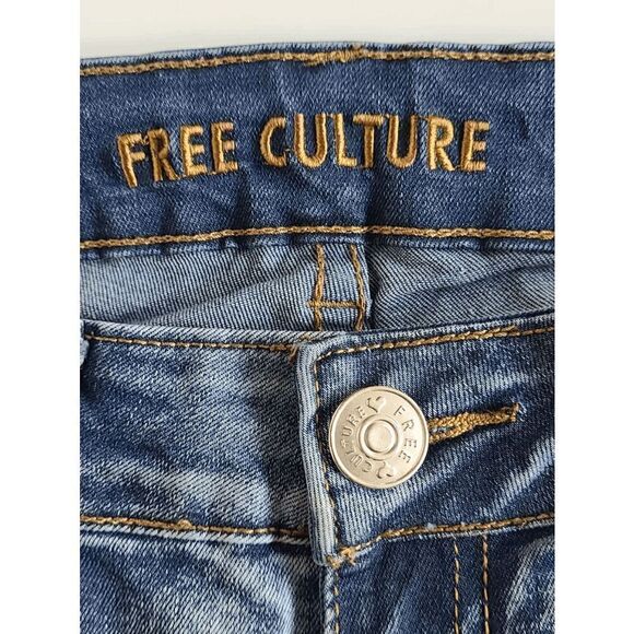 FREE CULTURE Blue Washed Y2K Women’s Junior’s Low Rise Skinny Denim Jeans Size 3 - Picture 8 of 16